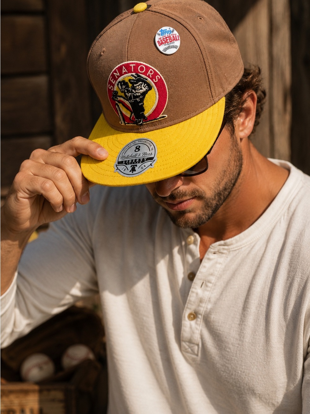 Mitchell & Ness Senators Topps Fitted Hat 8 Cooperstown MLB Streetwear Retro